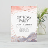 Roos Gold Dawn Waterverf Geometrisch Verjaardagsfe Kaart (Staand voorkant)