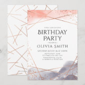 Roos Gold Dawn Waterverf Geometrisch Verjaardagsfe Kaart (Voorkant / Achterkant)