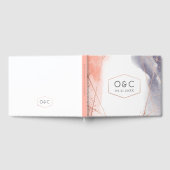 Roos Gold Dawn Waterverf Geometrische bruiloft Gastenboek (Volledig)