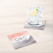 Roos Gold Dawn Waterverf Geometrische bruiloft Kartonnen Onderzetters (Insitu)