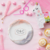 Roos Gold Dawn Waterverf Geometrische bruiloft Papieren Bordje (Feest)