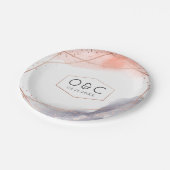 Roos Gold Dawn Waterverf Geometrische bruiloft Papieren Bordje (Gekanteld)