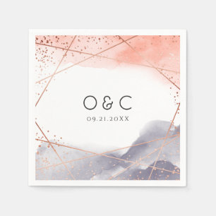 Roos Gold Dawn Waterverf Geometrische bruiloft Servet