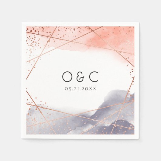 Roos Gold Dawn Waterverf Geometrische bruiloft Servet (Voorkant)