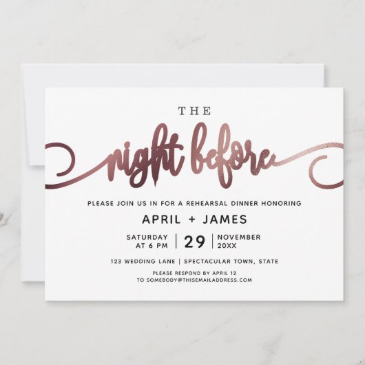 Roos Gold De nacht voor het repetitief eten Kaart (Voorkant)