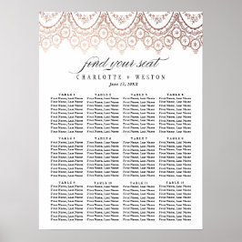 Roos Gold Delicate Wedding Seating Chart Poster