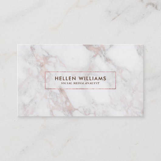 Roos-Gold Deluxe Faux Marble Stone Visitekaartje (Voorkant)