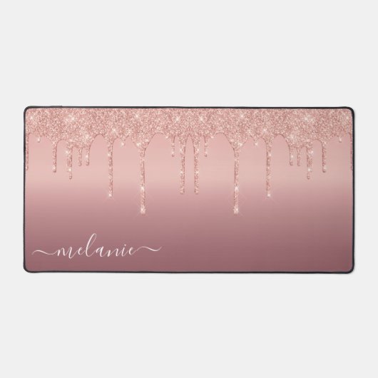 Roos Gold Desk Mat met uw naam Tekst (Voorkant)