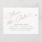 Roos Gold Destination Wedding Sla de datum op Aankondigingskaart (Voorkant)