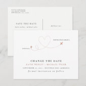 Roos Gold Destination Wedding Verander de datum Aankondigingskaart (Voorkant / Achterkant)