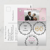Roos Gold Diamond 60e Jubileum Save the Date Briefkaart (Voorkant / Achterkant)