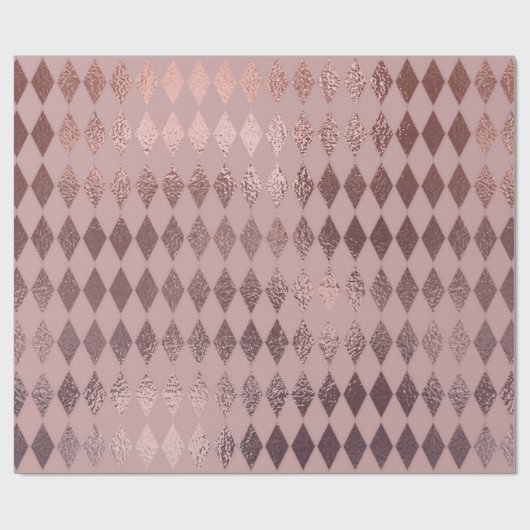 Roos Gold Diamond Geruit Patroon op Blush Pink Cadeaupapier (Vlak)