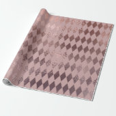 Roos Gold Diamond Geruit Patroon op Blush Pink Cadeaupapier (Uitgerold)