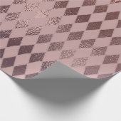 Roos Gold Diamond Geruit Patroon op Blush Pink Cadeaupapier (Hoek)