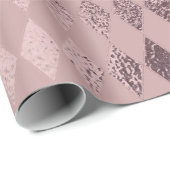 Roos Gold Diamond Geruit Patroon op Blush Pink Cadeaupapier (Rol Hoek)