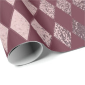 Roos Gold Diamond geruit patroon op Bourgogne Cadeaupapier (Rol Hoek)