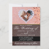 Roos Gold Diamond Heart Aangepast fotohuwelijk Kaart (Voorkant)