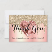 Roos Gold Diamond Heart Small Business Custom Bedankkaart (Voorkant)
