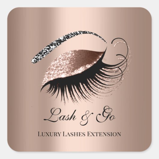 Roos Gold Diamond Makeup Artist Lash Extension Vierkante Sticker (Voorkant)