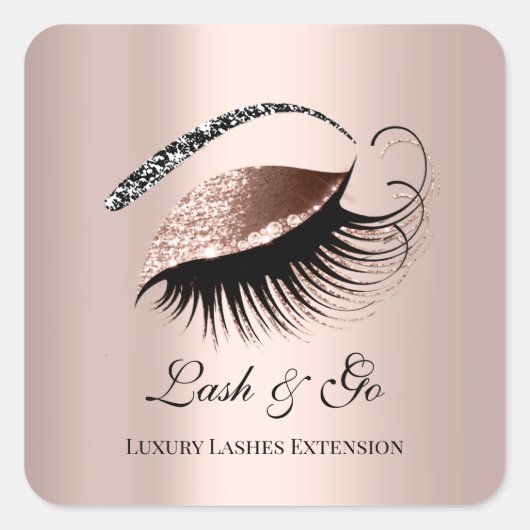 Roos Gold Diamond Makeup Artist Lash Extension Vierkante Sticker (Voorkant)