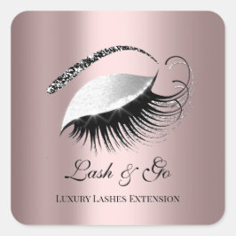 Roos Gold Diamond Makeup Artist Lash Silver Vierkante Sticker