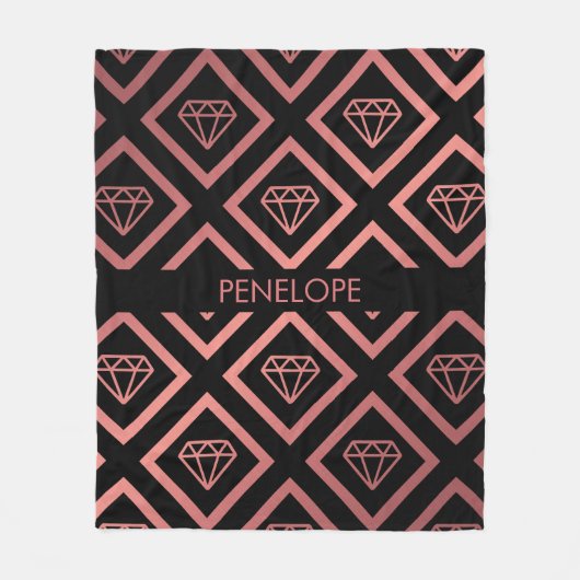 Roos Gold Diamond Patroon Fleece Deken (Voorkant)