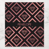 Roos Gold Diamond Patroon Wijn Etiket (Enkel label)