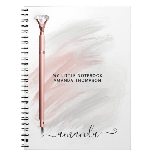 Roos Gold Diamond Pen op maat Notitieboek (Voorkant)