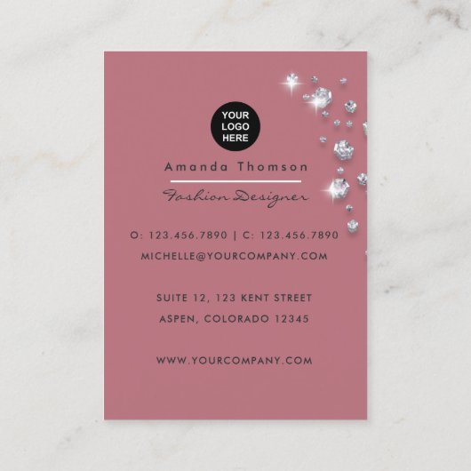 Roos Gold Diamond Pen Visitekaartje (Achterkant)