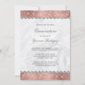 Roos Gold Diamond Sparkle Glam Quinceanera Kaart (Achterkant)
