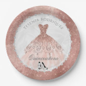 Roos Gold Diamond Sparkle Glam Quinceañera Papieren Bordje (Voorkant)