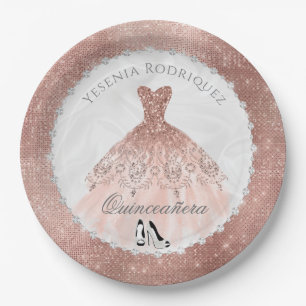 Roos Gold Diamond Sparkle Glam Quinceañera Papieren Bordje