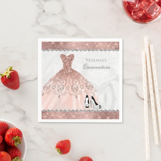 Roos Gold Diamond Sparkle Glam Quinceanera Servet (Insitu)