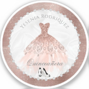 Roos Gold Diamond Sparkle Glam Quinceanera Sticker