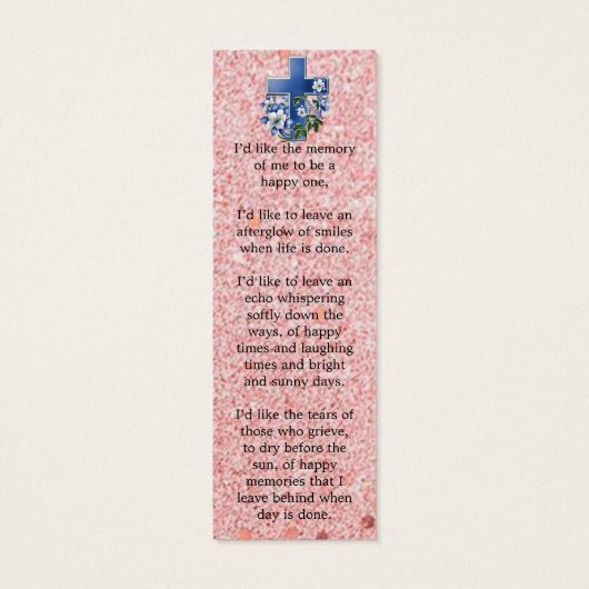 Roos Gold Diamonds Foto Memorial Funeral Bladwijze Mini Visitekaartjes (Achterkant)