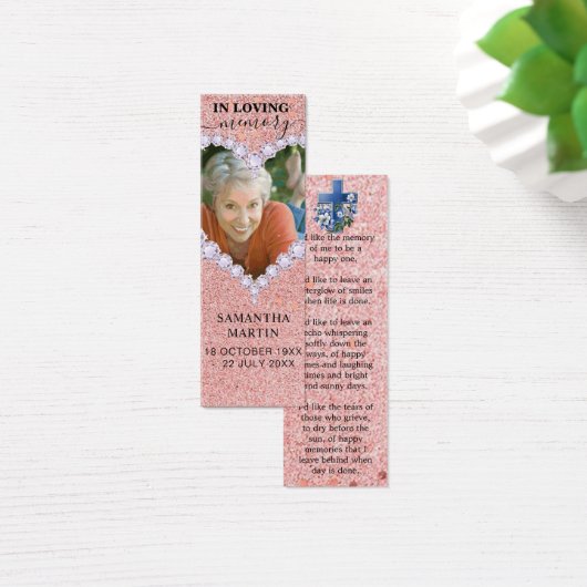 Roos Gold Diamonds Foto Memorial Funeral Bladwijze Mini Visitekaartjes (Bureau)