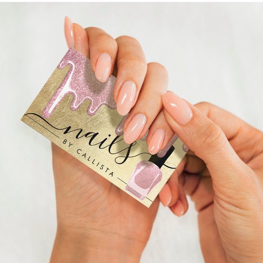 Roos Gold dikke glitter druppels nagellak Visitekaartje