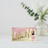 Roos Gold dikke glitter druppels nagellak Visitekaartje (Staand voorkant)