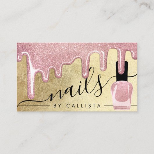 Roos Gold dikke glitter druppels nagellak Visitekaartje (Voorkant)