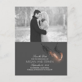Roos Gold Dipped Feathers Chic Photo Bewaar de dat Aankondigingskaart