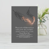 Roos Gold Dipped Feathers Glitter Birthday Party Kaart (Staand voorkant)