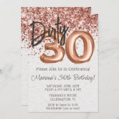 Roos Gold Dirty 30 Thirty Birthday Party Kaart (Voorkant / Achterkant)