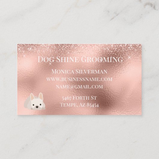 Roos Gold Dog Grooming Glitter Pet Services Visitekaartje (Achterkant)