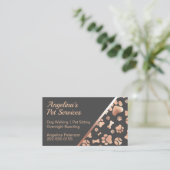 Roos Gold Dog Walker Pet Paw Print Visitekaartje (Staand voorkant)