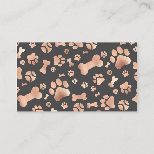 Roos Gold Dog Walker Pet Sitter Paw Print Visitekaartje (Achterkant)