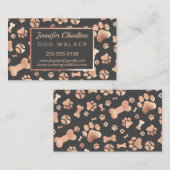Roos Gold Dog Walker Pet Sitter Paw Print Visitekaartje (Voorkant / Achterkant)