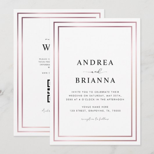 Roos Gold Double Border Lijst alles in één keer Kaart (Voorkant / Achterkant)