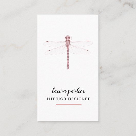 Roos Gold Dragonfly Creative Designer Natuur White Visitekaartje (Voorkant)