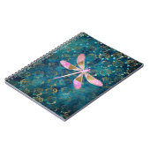 Roos Gold Dragonfly op Turquoise Floral Background Notitieboek (Linkerzijde)