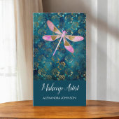 Roos Gold Dragonfly op Turquoise Floral Background Visitekaartje